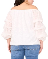 Vince Camuto Plus Off-The-Shoulder Bubble-Sleeve Top