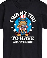 Airwaves Men's Garfield Want You to Have a Happy Fourth Short Sleeve T-Shirt