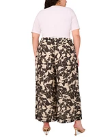 Vince Camuto Plus Floral-Print Drawstring Pants