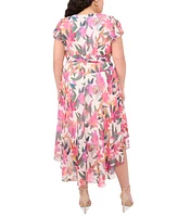 Vince Camuto Plus Printed Flutter-Sleeve Maxi Dress