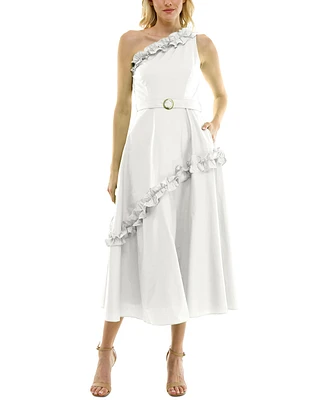 Taylor Women's Ruffled A-Line One-Shoulder Dress