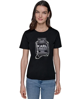 Karl Lagerfeld Paris Women's Perfume Logo Graphic T-Shirt
