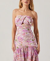 Astr the Label Women's Estefany Floral-Print Strapless Maxi Dress