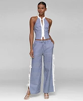 Avec Les Filles Women's Mandarin-Collar Halter Top