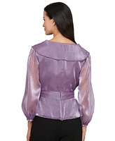 Alex Evenings Women's Ruffled V-Neck Side-Tie Top