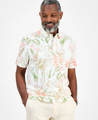 Club Room Men's Hero Short Sleeve Leaf Print Polo Shirt, Exclusively at Macy's