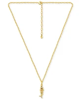 Giani Bernini Cubic Zirconia Fishbone Pendant Necklace, 16" + 2" extender, Exclusively at Macy's