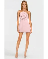 One33 Social Women's The Cecile Blush Strapless 3D Flower Mini Dress
