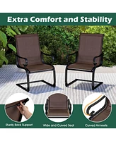 Set of 2 Patio Chairs C-Spring Motion with Quick-drying & Breathable Fabric