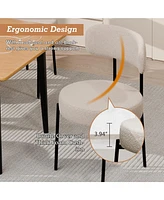 Dyhome Dining Chairs Set of 2, Kitchen Room Chairs, Mid Century Modern Upholstered Boucle