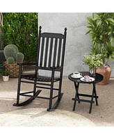 Weather-Resistant Acacia Rocking Chair – Outdoor High-Back Rocker with Ergonomic Design and Solid Base