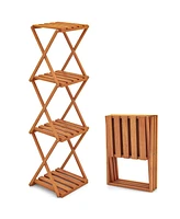 4-Tier Folding Plant Rack and Free Standing Shoe Rack – Versatile Storage Organizer for Shoes and Plants