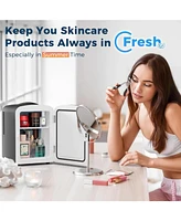 Cowsar Compact Refrigerator, Portable Mini Fridge, Skin Care 4L Capacity/6 Cans, for Bedroom, Car, Office & Dorm, Small Cooler for Cosmetics, Beverage