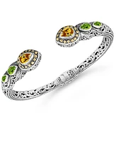 Devata Citrine, Peridot & Bali Ubud Cuff Bracelet in Sterling Silver and 18K Gold