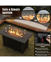 50000 Btu ropane Gas Fire Pit Table with Wind Guard and Glass Rocks