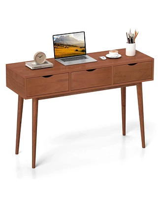 Writing Desk 48" Computer Desk Mid Century Modern Work Table with 3 Drawers