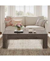 Tribesigns 51-Inch Rectangular Coffee Table for Living Room, Farmhouse Accent Center Cocktail Table with Thickened Wooden Base, Easy Assembly,Grey