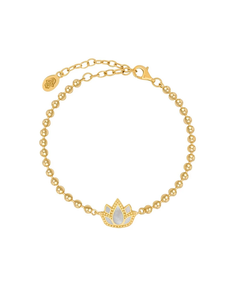 Delicate Karma Lotus Mother of Pearl Bracelet