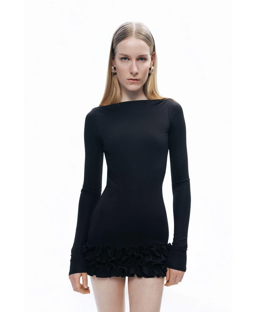 Nocturne Women's Frill Detailed Jersey Mini Dress