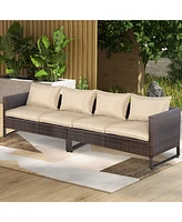 2PCS Patio Conversation Set Sectional Sofa Furniture Cushioned Seat Garden