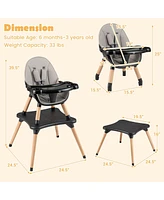 Costway Toddler 6 1 High Chair Convertible Highchair with 5-Point Harness