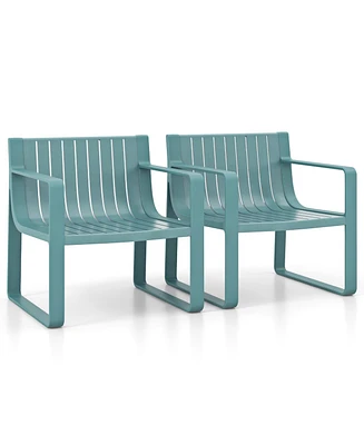 Patio Chairs Set of 4 Weather-resistant Plastic Outdoor Armchairs