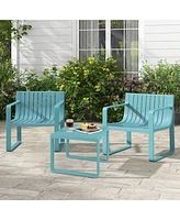 Patio Chairs Set of 4 Weather-resistant Plastic Outdoor Armchairs