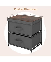 2-Drawer Nightstand with Fabric Bins and Pull Handles – Set of 2 Bedroom Storage Solutions