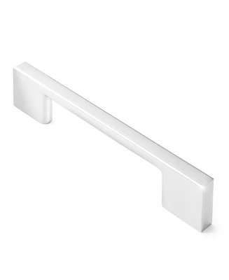 Cauldham 5 Pack Solid Kitchen Cabinet Pulls Handles (3-5/8" Hole Centers) - Modern Thin Profile Drawer/Door Hardware - Style M255 - Polished Chrome