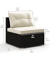 Gymax 5PCS Rattan Patio Conversation Sofa Set Outdoor Furniture Set w/ Cushions