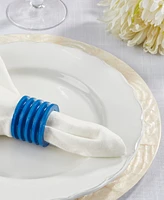 Saro Lifestyle Textured Natural Wood Napkin Rings, Set of 4