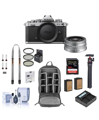 Nikon Z fc Dx-Format Mirrorless Digital Camera with 16-50mm Lens Bundle with 64GB Sd Card, Backpack, Shoulder Strap, 2 Extra Battery, Dual Charger, Sc