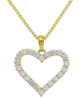 Lab Grown White Sapphire Open Heart 18" Pendant Necklace (1-1/3 ct. t.w.) in 14k Gold-Plated Sterling Silver