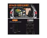 260L Collapsible Foldable Wagon with 440lbs Weight Capacity, Folding Utility Garden Cart with Table Top, Cup Pockets, and Brakes, Utility Grocery Wago