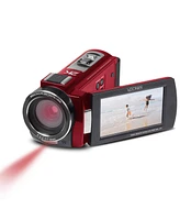 Minolta MN2K10NV 2K Ultra Hd Camcorder with 3" Touchscreen and Infrared Night Vision, Red