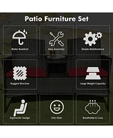 Patio Rattan Loveseat Sofa Cushioned Coffee Table