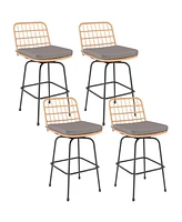 Patio Swivel Barstools Set of 2 with Soft Seat Cushions