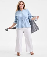 Style & Co Plus Denim Popover Top, Exclusively at Macy's
