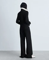 Mango Women's Decorative Seams Wide Leg Pants