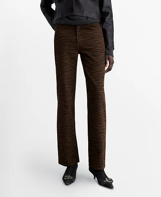 Mango Women's Zebra Print Straight-Fit Jeans