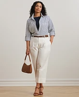 Lauren Ralph Plus Stripe Roll Tab Button-Down Shirt