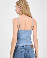 Madden Girl Juniors' Denim Corset Top