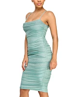 City Studios Juniors' Metallic Ruched Bodycon Dress
