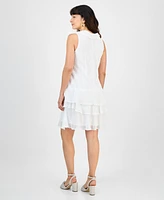 Robbie Bee Women's Bow-Neck Tiered Sleeveless Dress