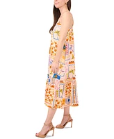 Sam & Jess Petite Printed Smocked-Hem Midi Dress