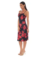 Bebe Women's Print Satin Slip Midi Dress