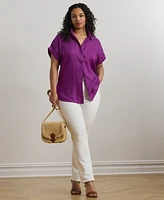 Lauren Ralph Lauren Plus Size Relaxed-Fit Linen Short-Sleeve Shirt