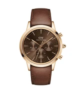 Daniel Wellington Unisex Chronograph Brown Leather Watch, 42mm