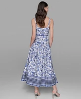 Karl Lagerfeld Paris Women's Floral-Print Square-Neck Midi Dress