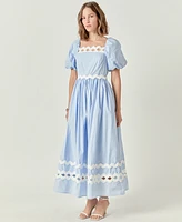 English Factory Women's Scallop-Trim Cotton Midi Dress